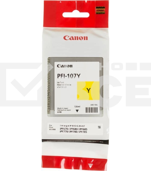 Картридж струйный Canon PFI-107Y (6708B001) желтый (130 мл) для Canon iP F680/685/780/785