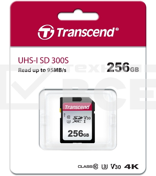 Флеш карта SD 256GB Transcend SDXC Class 10 UHS-I U3, V30, TLC, Silver