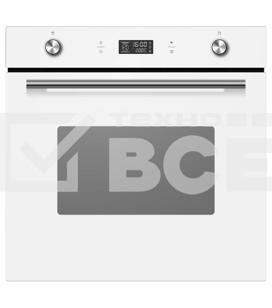 Духовой шкаф встраиваемый полноразмерный Evelux EO 650 PW, 60 см, 9 режимов, 70л, белое стекло