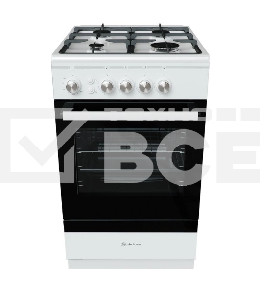 Плита газовая De Luxe 506040.24Г ЧР-001 черный, конфорок 4 шт, духовка 54 л, 50 см x 85 см x 60 см