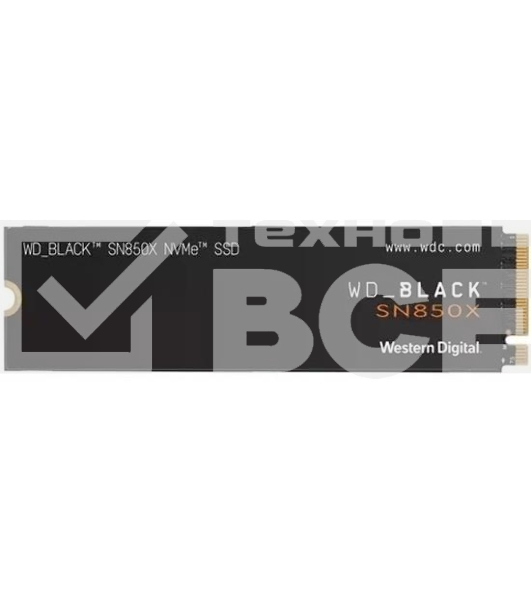 Накопитель WD SSD 2Tb Black SN850X, M.2(22x80mm), NVMe, PCIe 4.0 x4, 3D TLC, R/W 7300/6600MB/s, IOPs 1 200 000/1 100 000, TBW 1200, DWPD 0.3 (12 мес.)