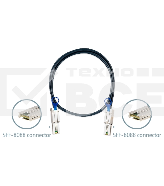 Кабель SAS для QNAP CAB-SAS10M-8088 Кабель mini SAS (SFF-8088), 1 метр