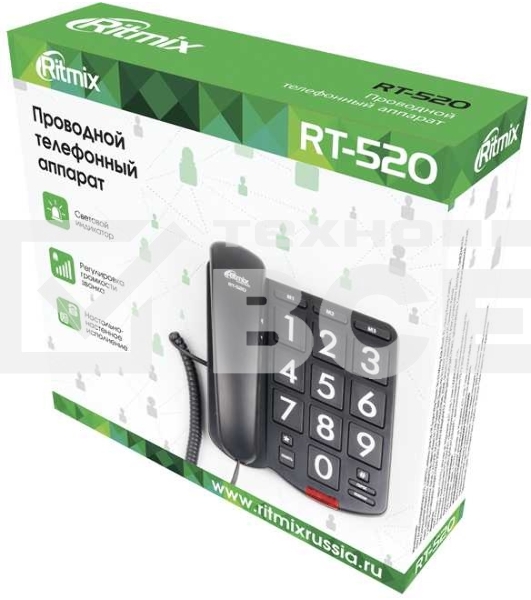 Телефон проводной Ritmix RT-520 черный