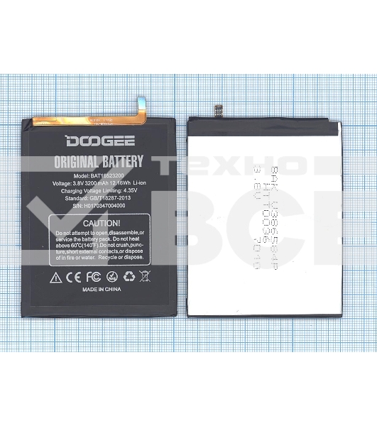 Аккумуляторная батарея BAT16523200 для Doogee Y6, Y6c 3200mAh 3,8V