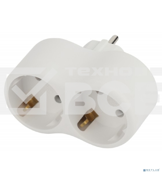 Разветвитель ЭРА 2-м SPx-2e-W с заземл. 16А бел.