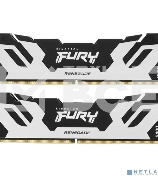 Оперативная память Kingston Fury Renegade, DDR5, 32GB (2x16GB), 7200MHz, CL38, с радиатором, серебристый/чёрный