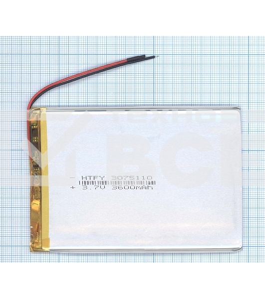 Аккумулятор Li-Pol (батарея) 3*75*110мм 2pin 3.7V/3600mAh