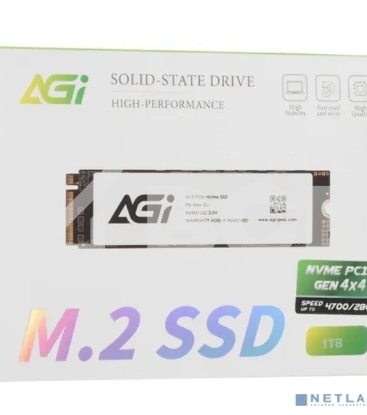 Накопитель SSD AGI AGI1T0G43AI818, 1Tb, PCIe 4.0 x4, M.2 2280, NVMe, R/W 4700/2800