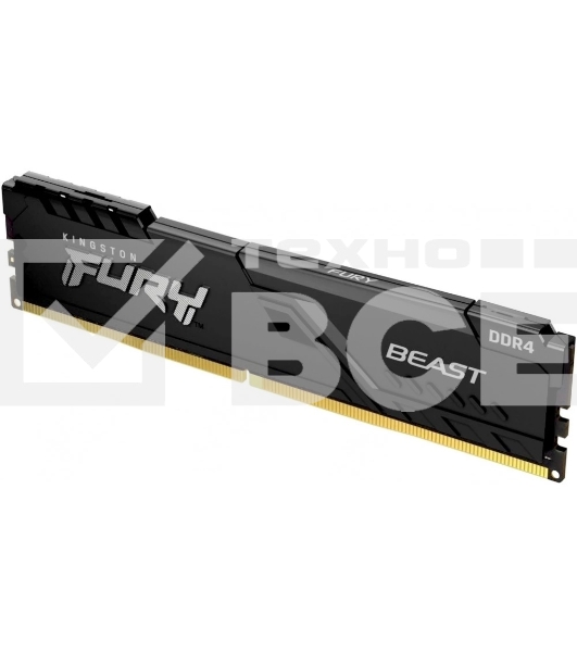 Оперативная память Kingston Fury Beast, DDR4, 16GB (1x16GB), 3600MHz, CL18, с радиатором, черный