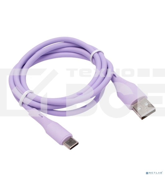 Кабель USB2.0 Cablexpert CC-USB2S-AMCM-1M-V AM/Type-C, 3А, 18Вт, QC3.0, силиконовый, медь, 1м, фиолетовый, пакет