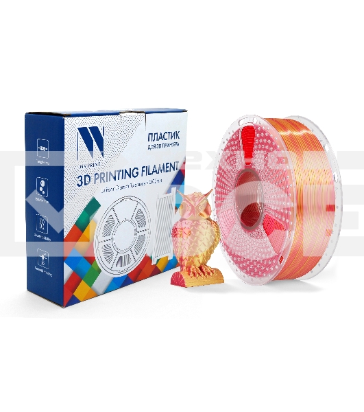 Филамент NVPRINT Silk PLA+  Red/Gold  для 3D печати диаметр 1.75мм  длина 330 метров  масса 1 кг