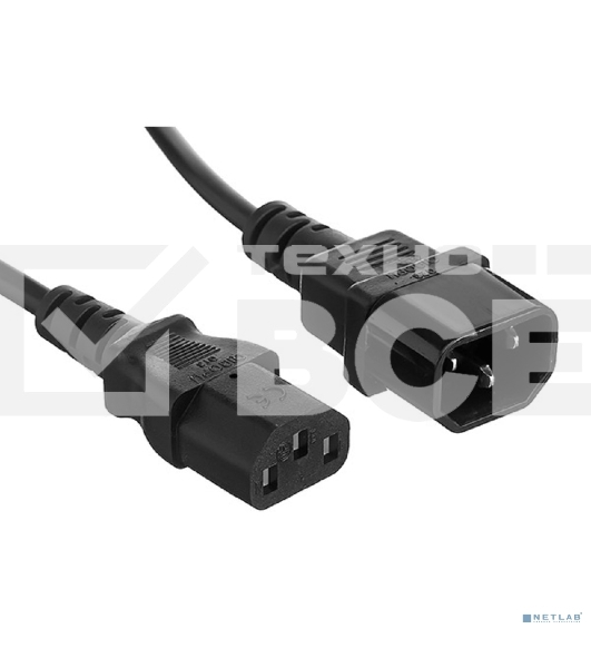 Кабель питания ExeGate Power EC-1P (C13->C14, VDE-250V-3*1.0mm2, медь, черный, 16A, 1м)