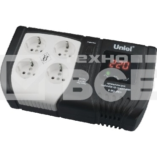 Стабилизатор напряжения Uniel (9621) U-ARS-500/1 серия Standard - Expert 500 ВА(Однофазный электронны(релейный)стабилизатор,цифровой дисплей,номинальная мощность 0,5кВА,диапазон входного напряжения 145-280В,выходное напряжение 220+/-10%В,частота 50/60Гц,т