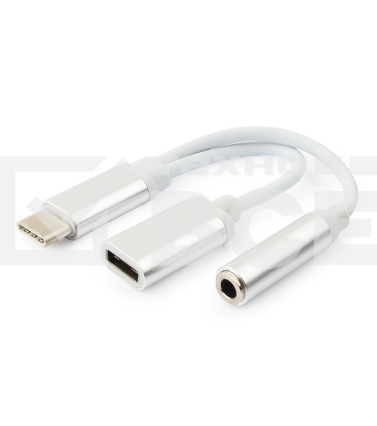 Переходник Cablexpert Переходник USB, USB Type-C/Jack3.5 F+ Type-C F, пакет (CCA-UC3.5F-02-W)