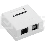 Розетка информационная настенная RJ45 кат. 5Е UTP 2 порта GENERICA, фото 1