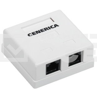 Розетка информационная настенная RJ45 кат. 5Е UTP 2 порта GENERICA