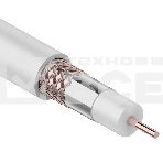 Кабель коаксиальный Rexant RG-6U+Cu, 75 Ом, Cu/Al/Cu, 64%, бухта 100 м, белый, фото 1