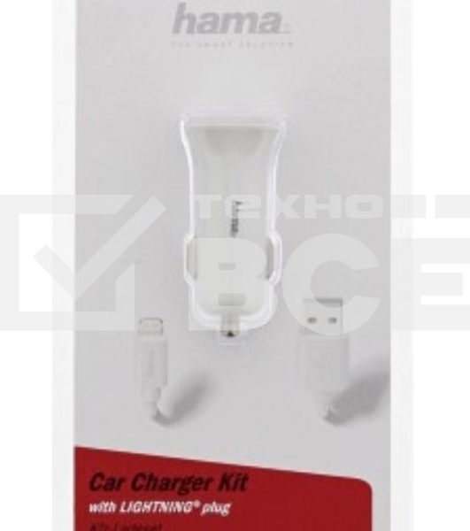 Автомобильное зар./устр. Hama H-183291 1A кабель Apple Lightning белый