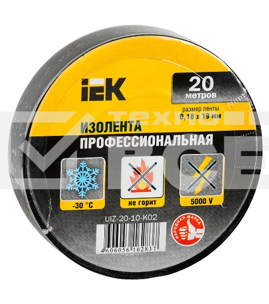 Изолента Iek UIZ-20-10-K02 0,18х19 мм черная 20 метров ИЭК