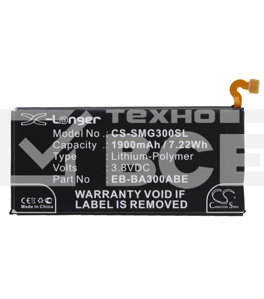 Аккумулятор CameronSinoCS-SMG300SL EB-BA300ABE для Samsung Galaxy A3 SM-A300F, SM-A300F/DS Duos3.8V / 1900mAh