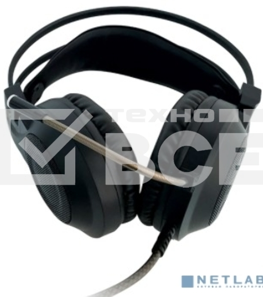 Гарнитура проводная Qumo Odin GHS 0023, стереогарнитура, подсветка, USB+3,5 jacks