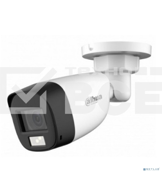 Уличная цилиндрическая HDCVI-видеокамера DAHUA DH-HAC-HFW1200CLP-IL-A-0280B-S6 с интеллектуальной двойной подсветкой 2Мп, объектив 2.8мм, ИК 20м, LED 20м, IP67, корпус: металл, быстрый монтаж