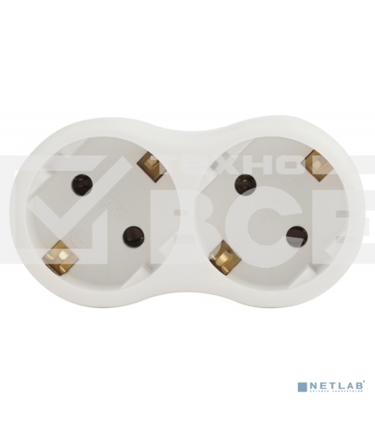 Разветвитель ЭРА 2-м SPx-2e-W с заземл. 16А бел.