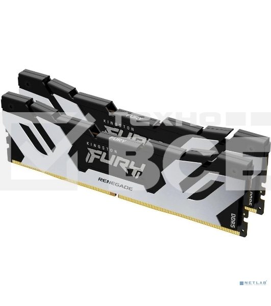 Оперативная память Kingston Fury Renegade, DDR5, 32GB (2x16GB), 7200MHz, CL38, с радиатором, серебристый/чёрный