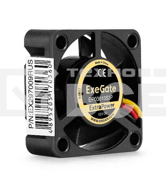 Вентилятор для корпуса ExeGate ExtraPower EP03010S3P черный, 30 мм, 10500 об/мин, 29 дБ, 3 pin