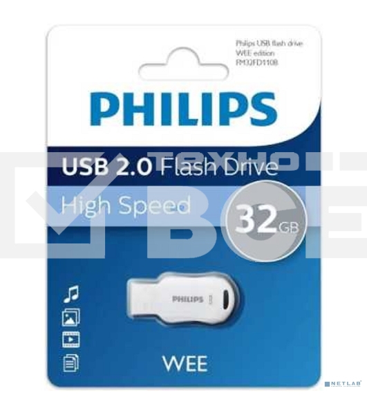 Флешка USB 32Gb PHILIPS WEE 2.0 32Gb, USB 2.0