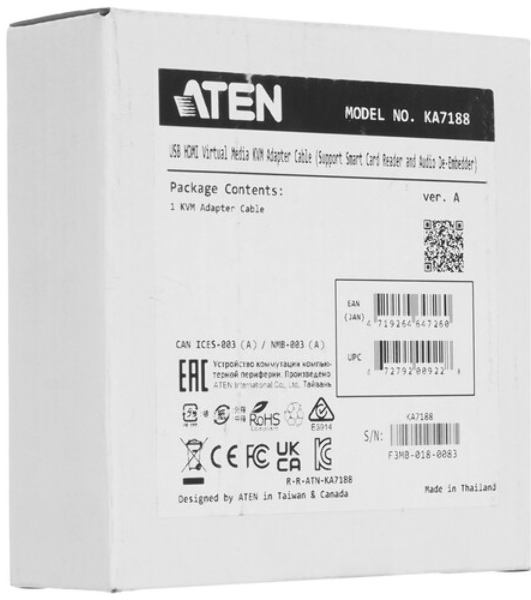 Переключатель ATEN USB HDMI Virtual Media KVM Adapter Cable (Support Smart Card Reader and Audio De-Embedder)
