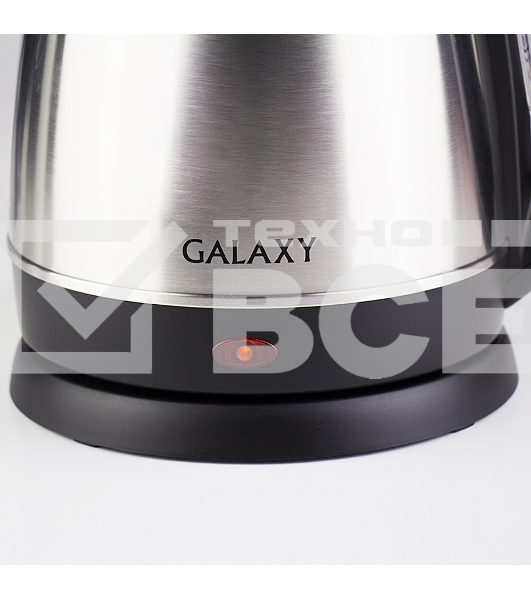 Чайник электрический Galaxy GL 0304, серый, металл, 2000 Вт, 1,8 л, съемный фильтр, шкала уровня воды