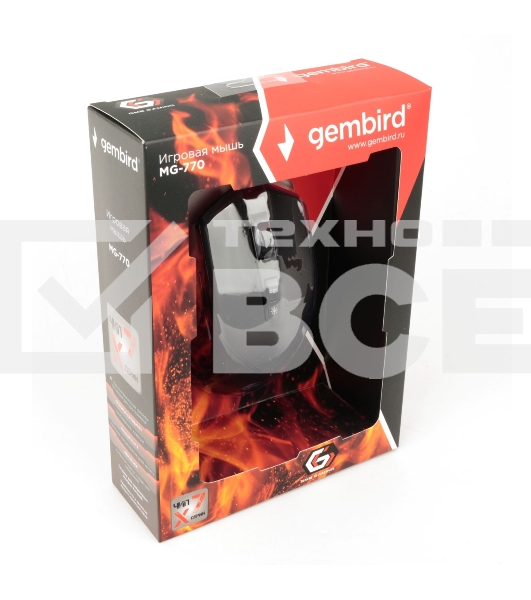 Мышь проводная Gembird MG-770 черный, 3200 dpi, USB, кнопки - 7