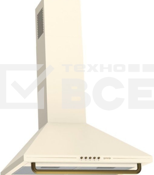 Вытяжка Gorenje WHC63CLI ширина 60 см, 650 м3/ч, Отвод воздуха и рециркуляция, цвет: слоновая кость