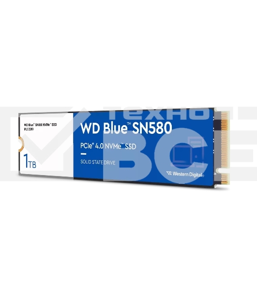 Накопитель SSD WD 1Tb Blue SN580 NVMe, M.2(22x80mm), NVMe, PCIe 3.0 x4, 3D TLC, R/W 3500/3000MB/s, IOPs 460 000/45 600TBW