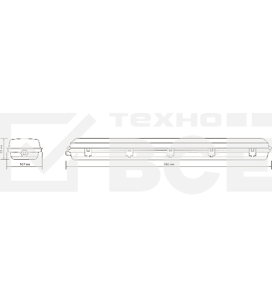 Светильник с отражателем влагозащ. СПП-Т8-G13 INDUSTRY 666х85х55мм IP65 для LED ламп 2х600мм Gauss 909410260