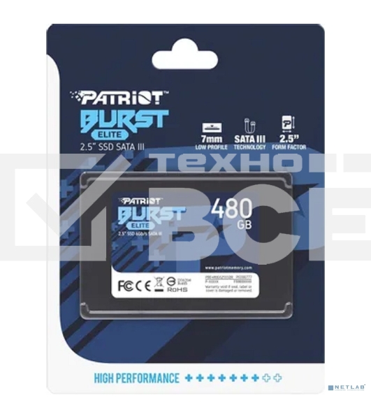 Накопитель SSD Patriot Burst Elite, 480GB, SATA, 2.5