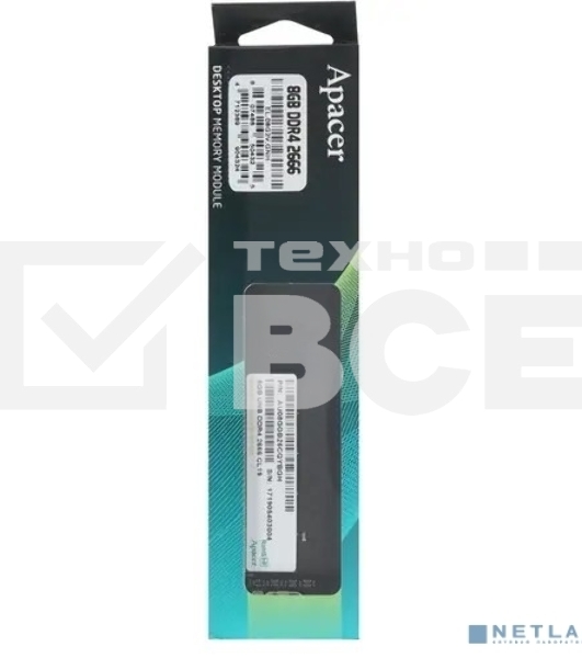 Оперативная память Apacer, DDR4, 8GB (1x8GB), 2666MHz, CL19