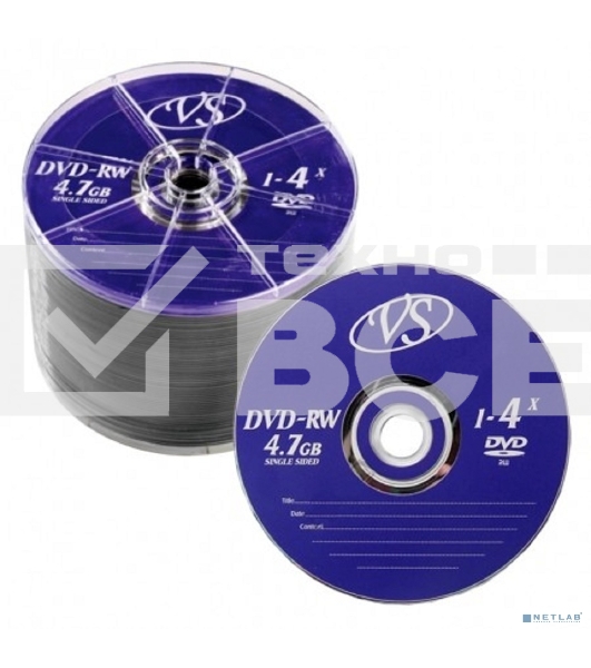 Диск DVD-RW VS (PERFEO) 4.7 Gb, 4x, Bulk (50), (50/600).