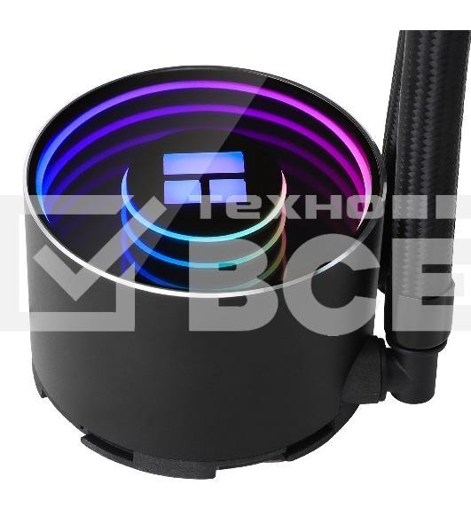 Водяное охлаждение для процессора Thermalright Frozen Notte 240 черный ARGB V2 (240mm, Black, ARGB/ Fans: 2x120mm, 72.37CFM, 27.7dBA, 2000RPM/ Pump height 54mm, 28dBA, 5300RPM, Rad thickness 27mm/ S: 1200, 1700, 1851, 2011, 2066, 115X, AM2, AM2+, AM3, AM3