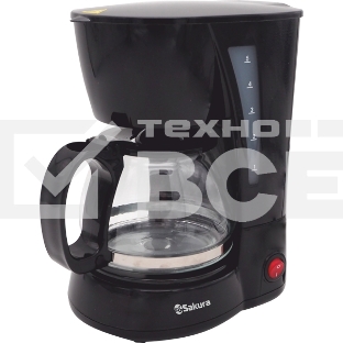 Кофеварка капельная Sakura SA-6107BK черный, исп. кофе - молотый, 0.6 л, 650 Вт