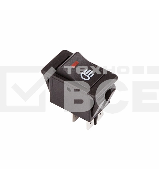 Выключатель клавишный 12V 35А (4с) ON-OFF  с красной LED подсветкой  Rexant