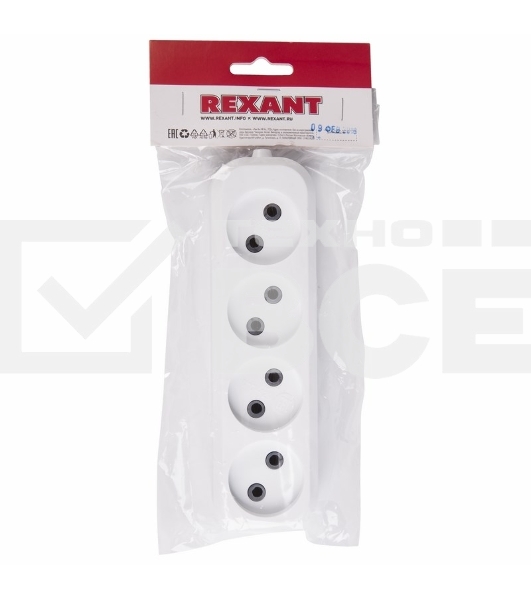 Колодка 4 гнезда без заземления Rexant