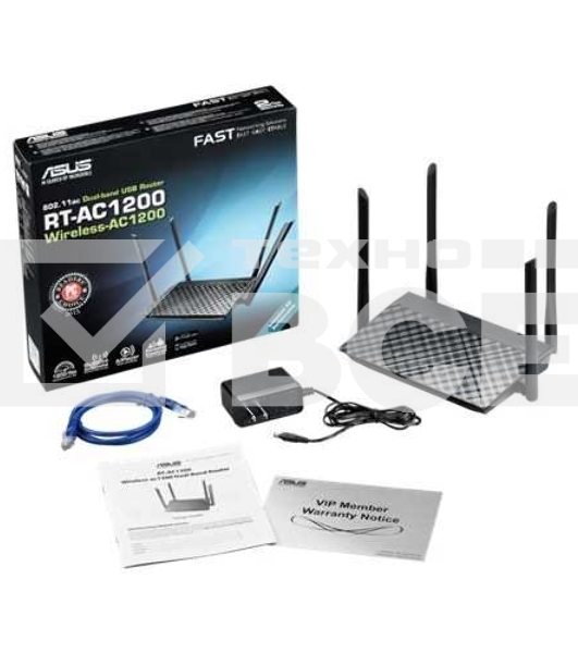 Маршрутизатор беспроводной Asus RT-AC1200 10/100BASE-TX черный (Dual Band)
