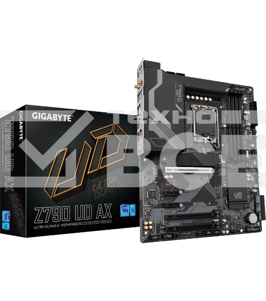 Материнская плата Gigabyte Z790 UD AX (V1.1/V1.2), LGA 1700, Intel Z790, 4xDDR5, 6xSATA, 3xM.2, 1xPCIe 5.0 x16, 1xPCIe 4.0 x4, 1xPCIe 3.0 x1, 1xHDMI, 1xDP, 1x 2.5Gb LAN, 4xUSB-A 2.0, 4xUSB-A 3.2 Gen 1, 1xUSB-A 3.2 Gen 2, 1xUSB-C 3.2 Gen 2x2, 7.1, ATX