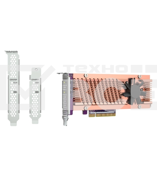 Плата расширения QNAP QM2-2P-384A 2 x M.2 22110 or 2280 PCIe (Gen3 x 4) NVMe SSD slots. Low-profile flat and Full-height brackets included.
