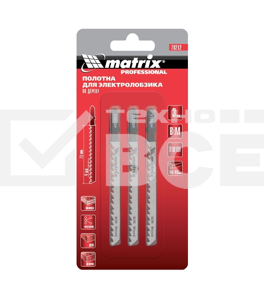 Полотна для электролобзика по дереву, 3 шт. T101DF, 75 x 4мм, Bimetal Matrix