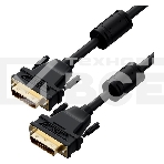 Кабель GCR PROF 5.0m DVI-D, черный, GOLD, ферритовые кольца, OD 8.5mm, 28 AWG, DVI/DVI, 25M/25M, двойной экран, фото2