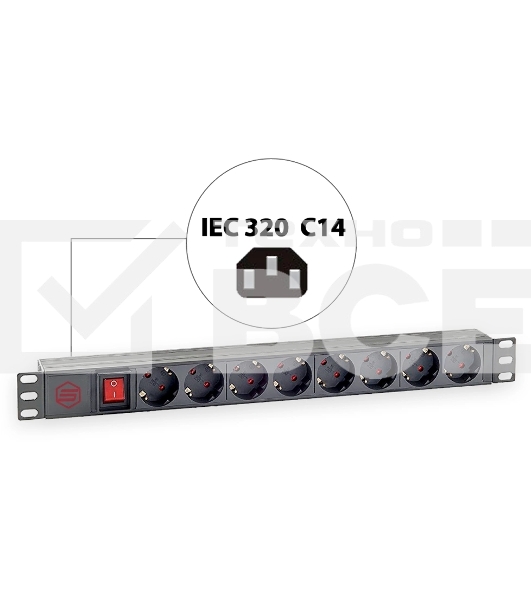 Блок распределения питания Sysmatrix PD 0802.000 гор.размещ. 8xSchuko базовые 16A C14
