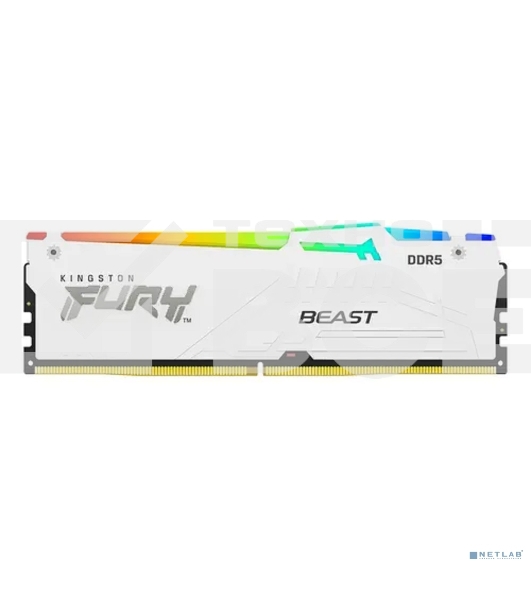Оперативная память Kingston Fury Beast, DDR5, 16GB (1x16GB), 5200MHz, CL36, с радиатором, RGB, белый